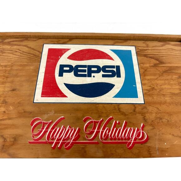 VTG Pepsi-Cola Crate Wooden Advertising Box Wood Lid Bottle Drink Sliding Lid - Picture 16 of 16